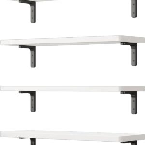 AUCT 13600 - White Floating Shelves Set of 6 for Wall Decor, 16.54Inch Fl