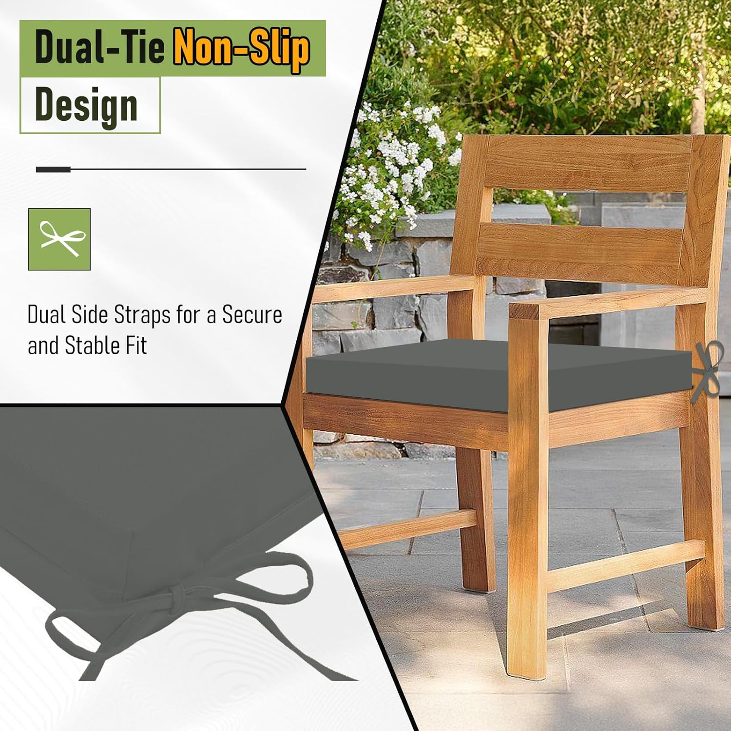 AUCT 13260 - $56 Basic Beyond Outdoor Chair Cushions Set of 6, Square Cor - Image 4