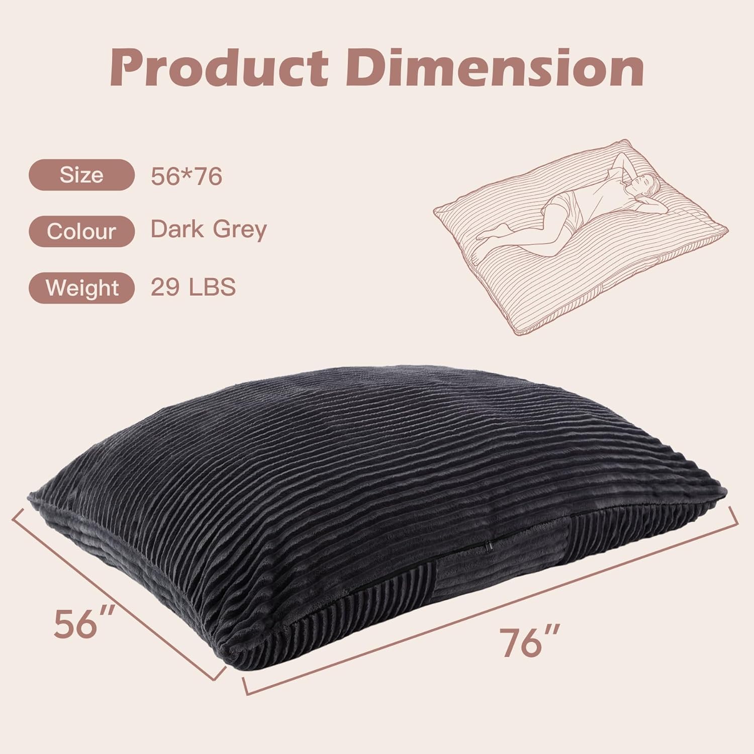 AUCT 12260 - $110 Bean Bag Chair, Giant Bean Bag Chair, 4 in 1 Convertibl - Image 2