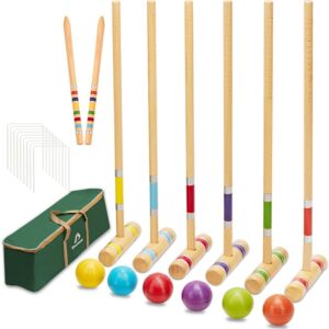 AUCT 12844 - ApudArmis Six Player Croquet Set with Premiun Rubber Wooden