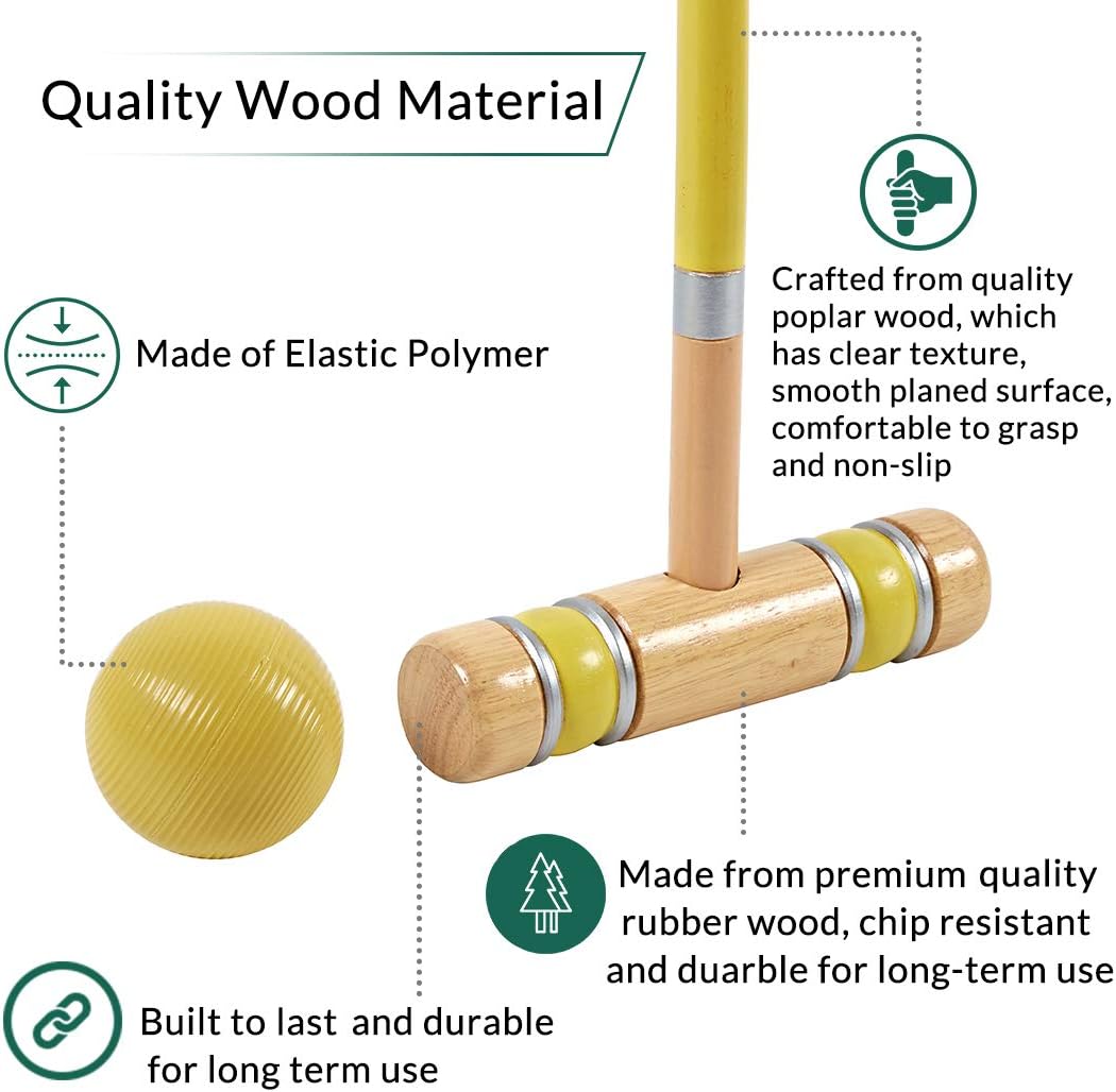 AUCT 12844 - ApudArmis Six Player Croquet Set with Premiun Rubber Wooden - Image 2