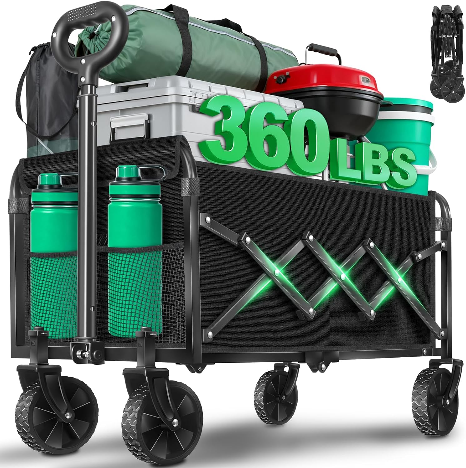 AUCT 13578 - Collapsible Wagons Carts Foldable Wagon,360lbs Folding Wagon
