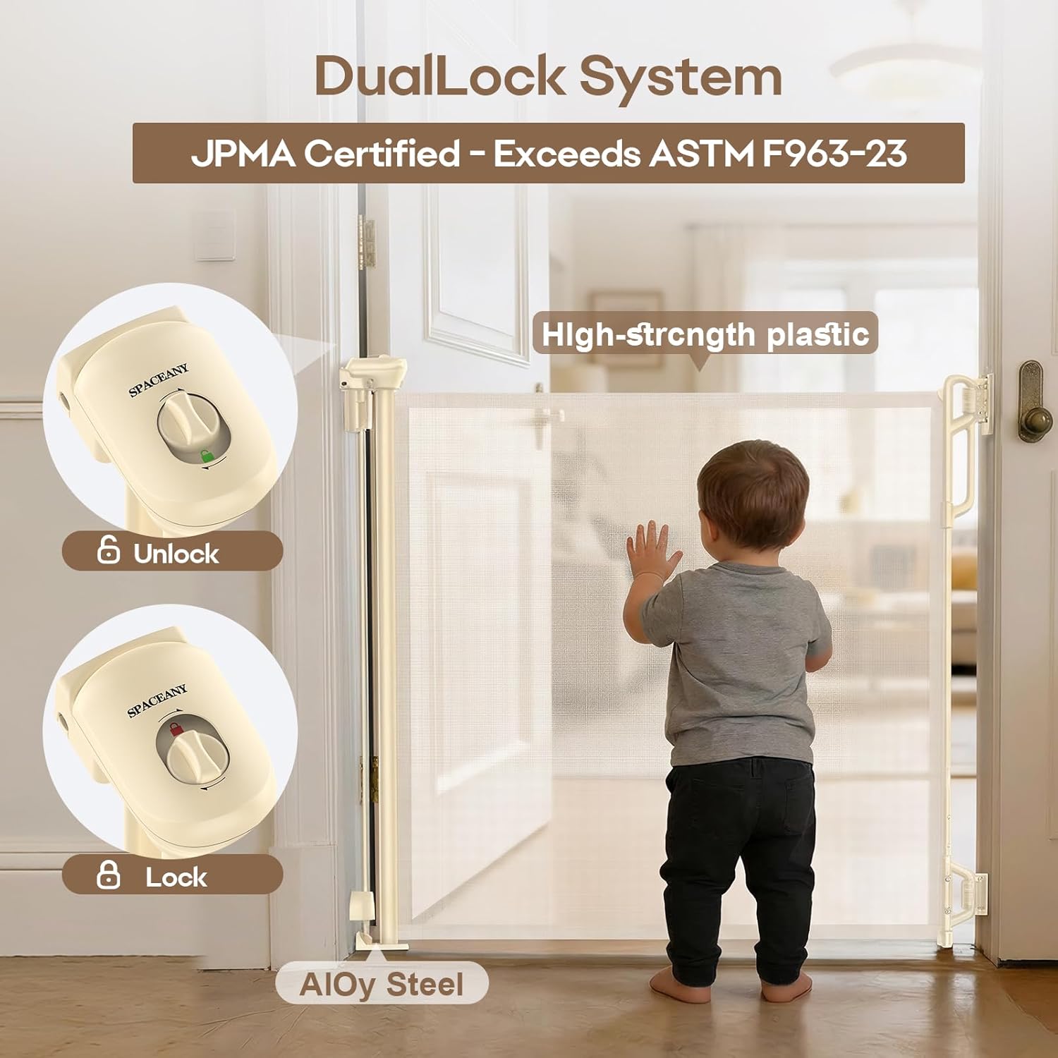 AUCT 12388 - SPACEANY Retractable Safety Baby Gate or Mesh Dog Gate,Durab - Image 3