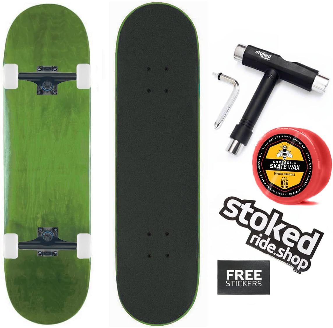 AUCT 13396 - $90 Stoked Ride Shop Skateboard Complete - American Made Map