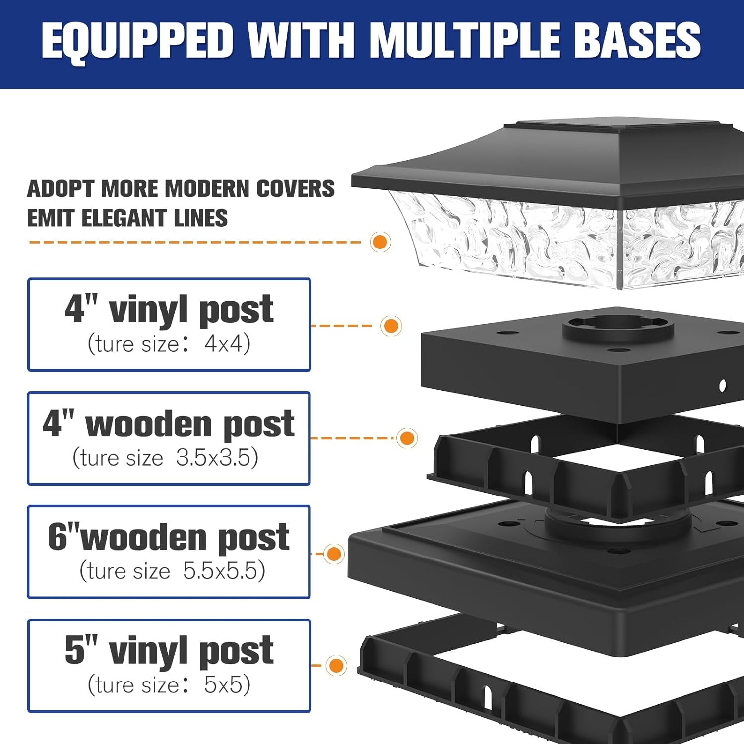 AUCT 13252 - $81 VOLISUN Solar Post Cap Lights Outdoor 4x4/6x6 Wooden/Vin - Image 2