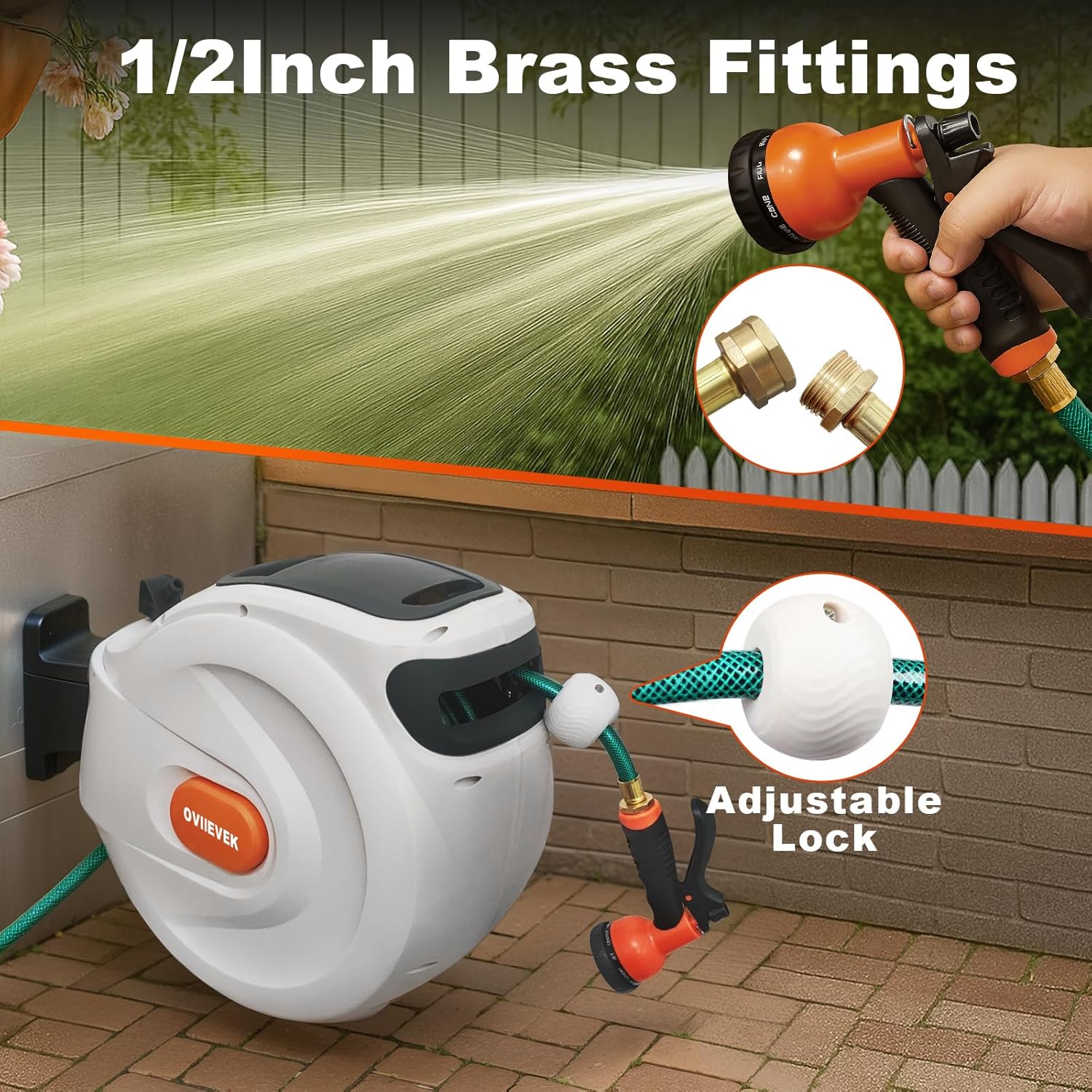 AUCT 13436 - Retractable Garden Hose Reel,1/2 Inch x 100ft Wall Mounted H - Image 4