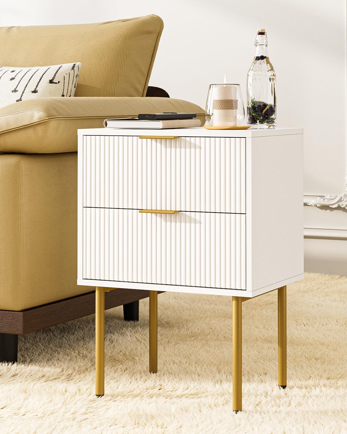 AUCT 13421 - $55 Nightstand, Modern Bedside Table with 1Drawer and Open S - Image 3