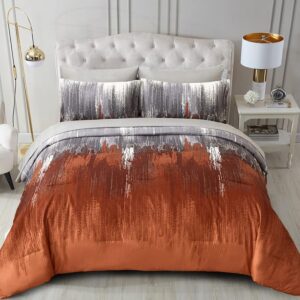AUCT 13886 - $61 WONGS BEDDING Comforter Set King, Burnt Orange 7 Pieces