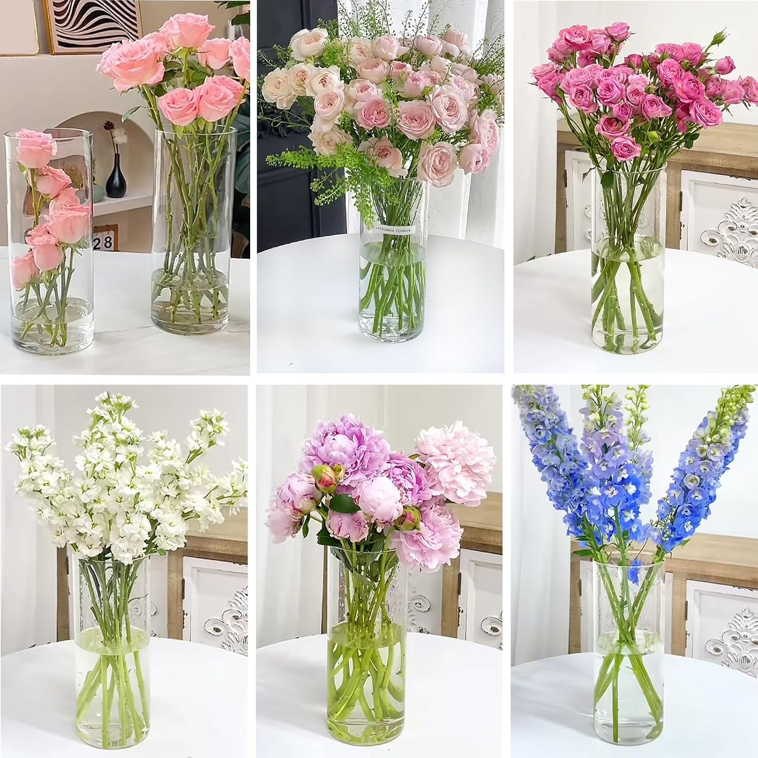 AUCT 13425 - 25 Pack Glass Vases for Centerpieces, 8 Inch Tall Small Clea - Image 3