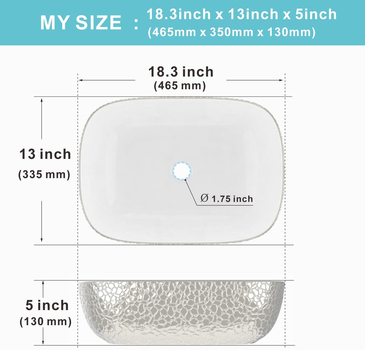 AUCT 13369 - $130 J-FAMILY 18.3' x 13' Bathroom Vessel Sink Leopard Textu - Image 3