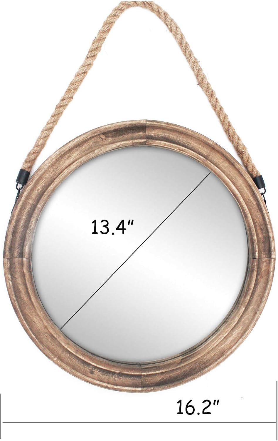 AUCT 13398 - $56 Funly mee 16.2 Inch Rustic Round Decorative Mirror with - Image 3