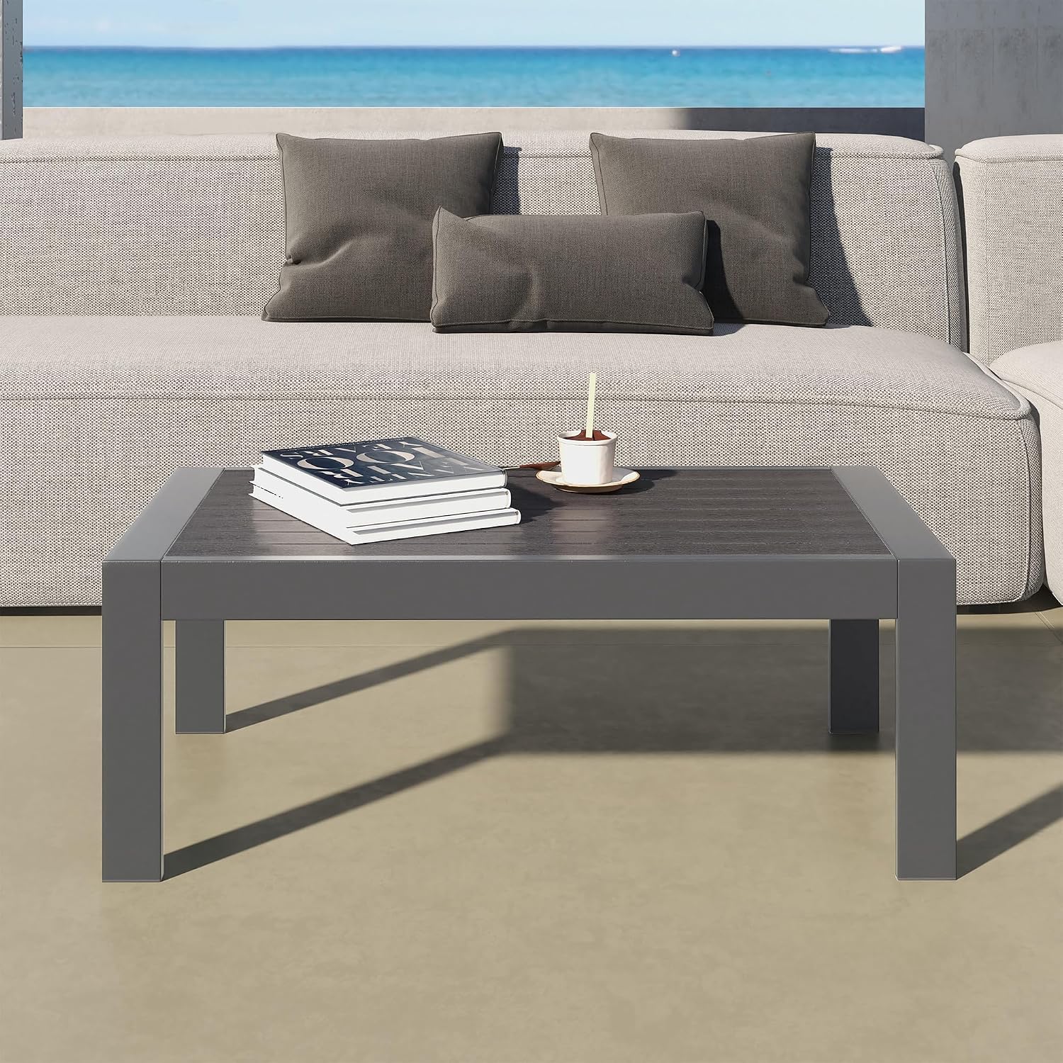 AUCT 14242 - $146 All-Weather Aluminum Outdoor Coffee Table, Modern Coffe - Image 4