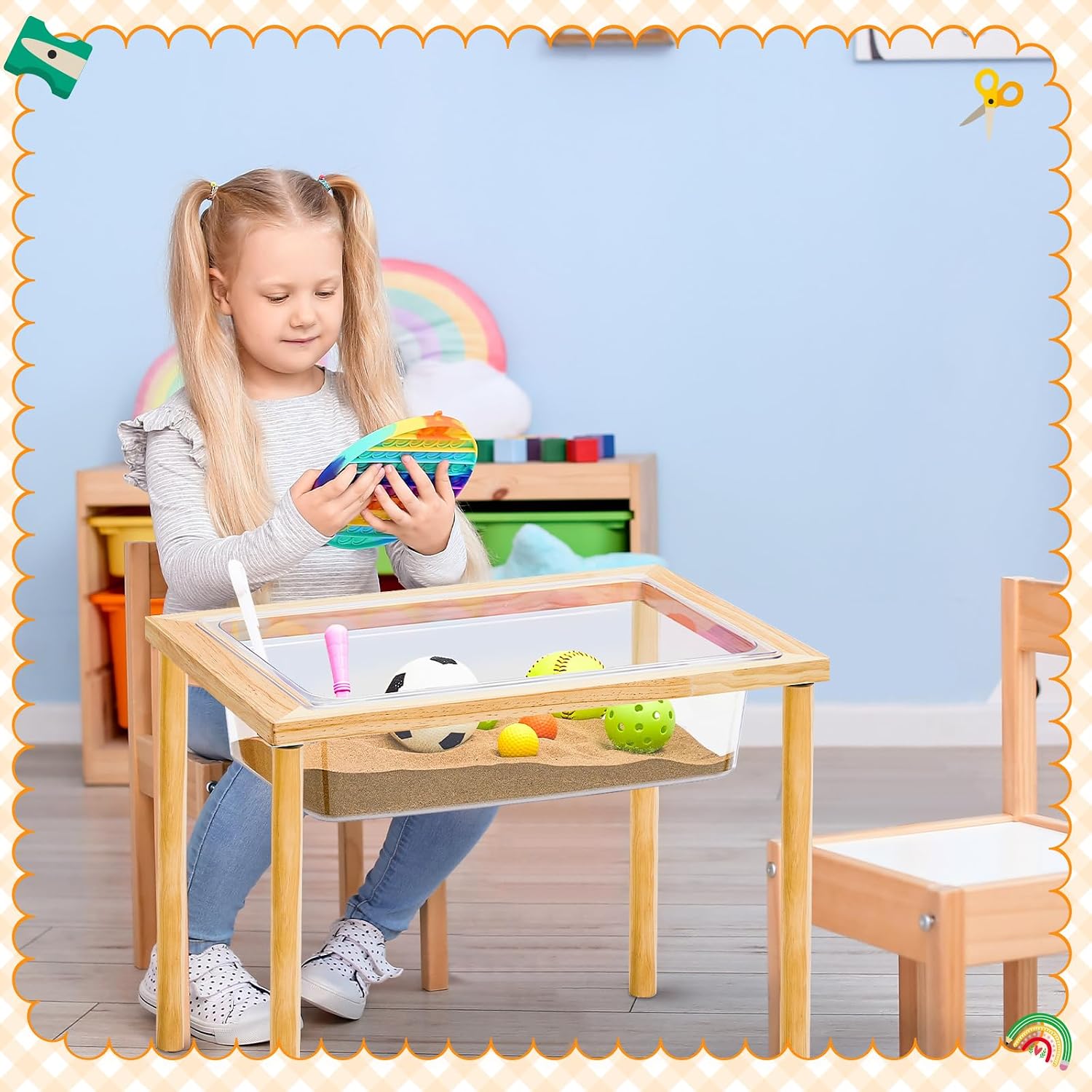AUCT 13941 - $99 Uiifan 2 Sets Wood Sensory Sand Water Table 20 Inch High - Image 3