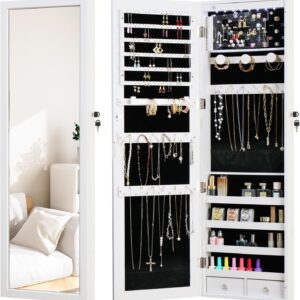 AUCT 12905 - $96 LED Jewelry Cabinet with Mirror - 47.3" Mirror Jewelry A