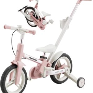 AUCT 12078 - $120 lecoco Upgraded Toddler Bike with Push Handle 6 in 1 fo