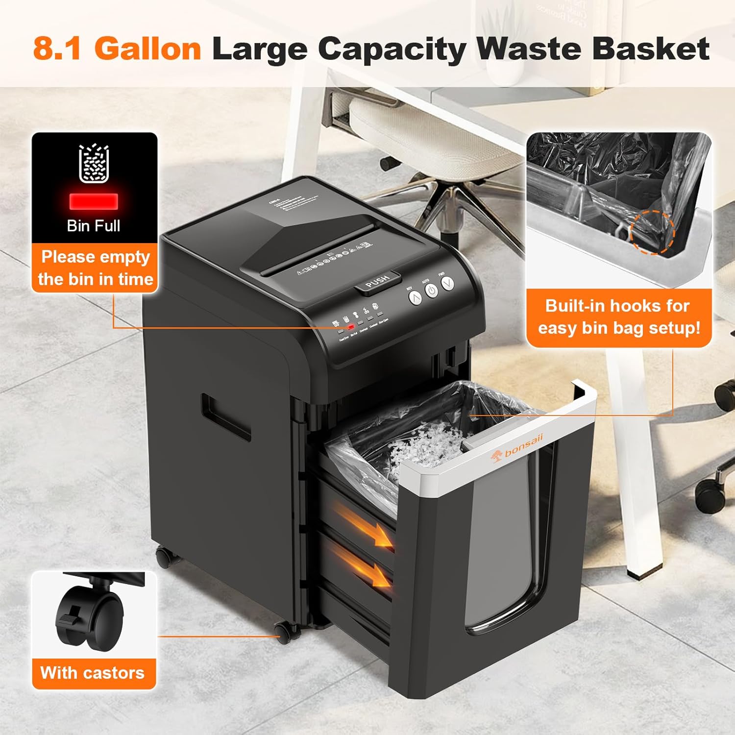 AUCT 14199 - $255 Bonsaii 200-Sheet Auto Feed Paper Shredder, 60-Min Nons - Image 4