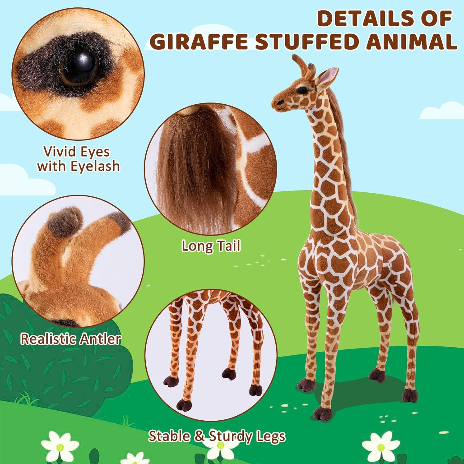 AUCT 13428 - $58 47" Large Giraffe Stuffed Animal Set, Giant Giraffe Plus - Image 3