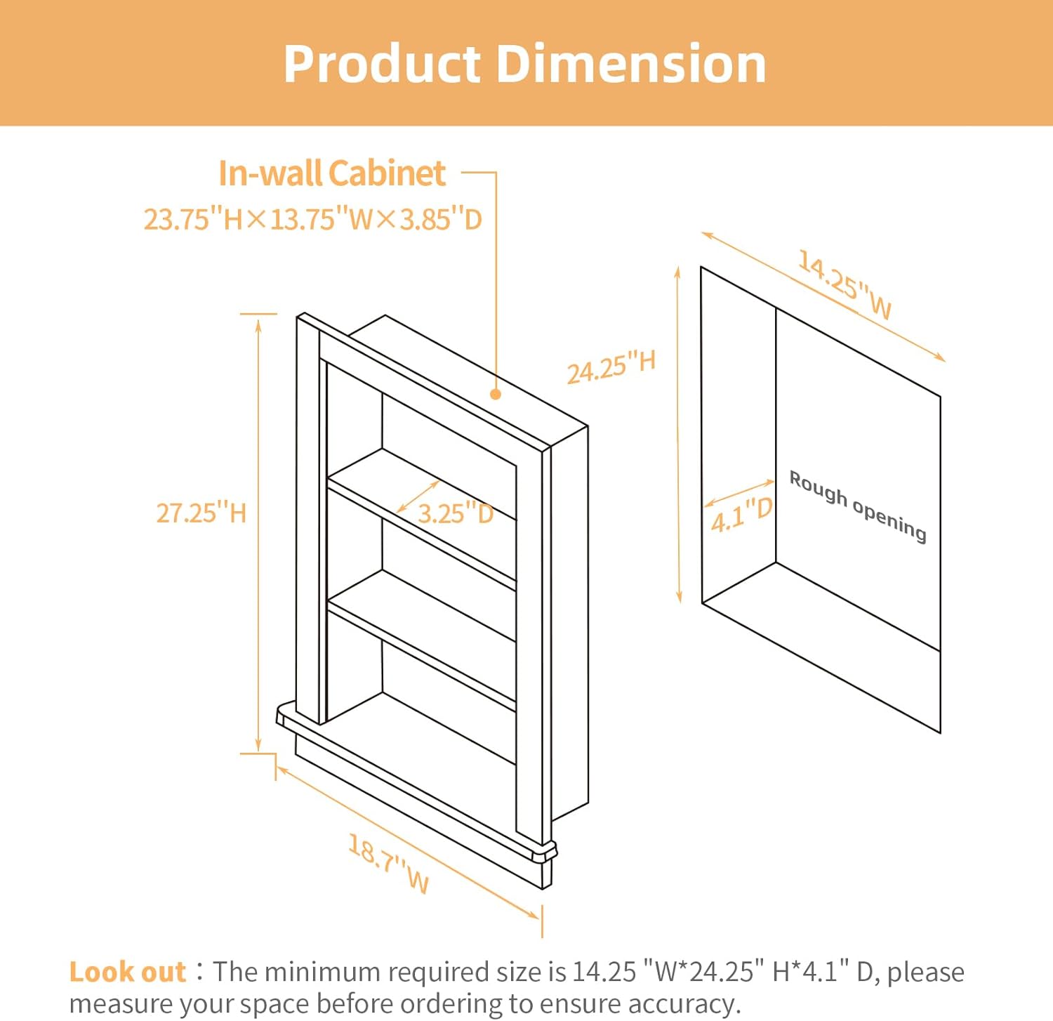 AUCT 12175 - $130 14 x 24 Recessed Medicine Cabinet, White Bathroom Wall - Image 3