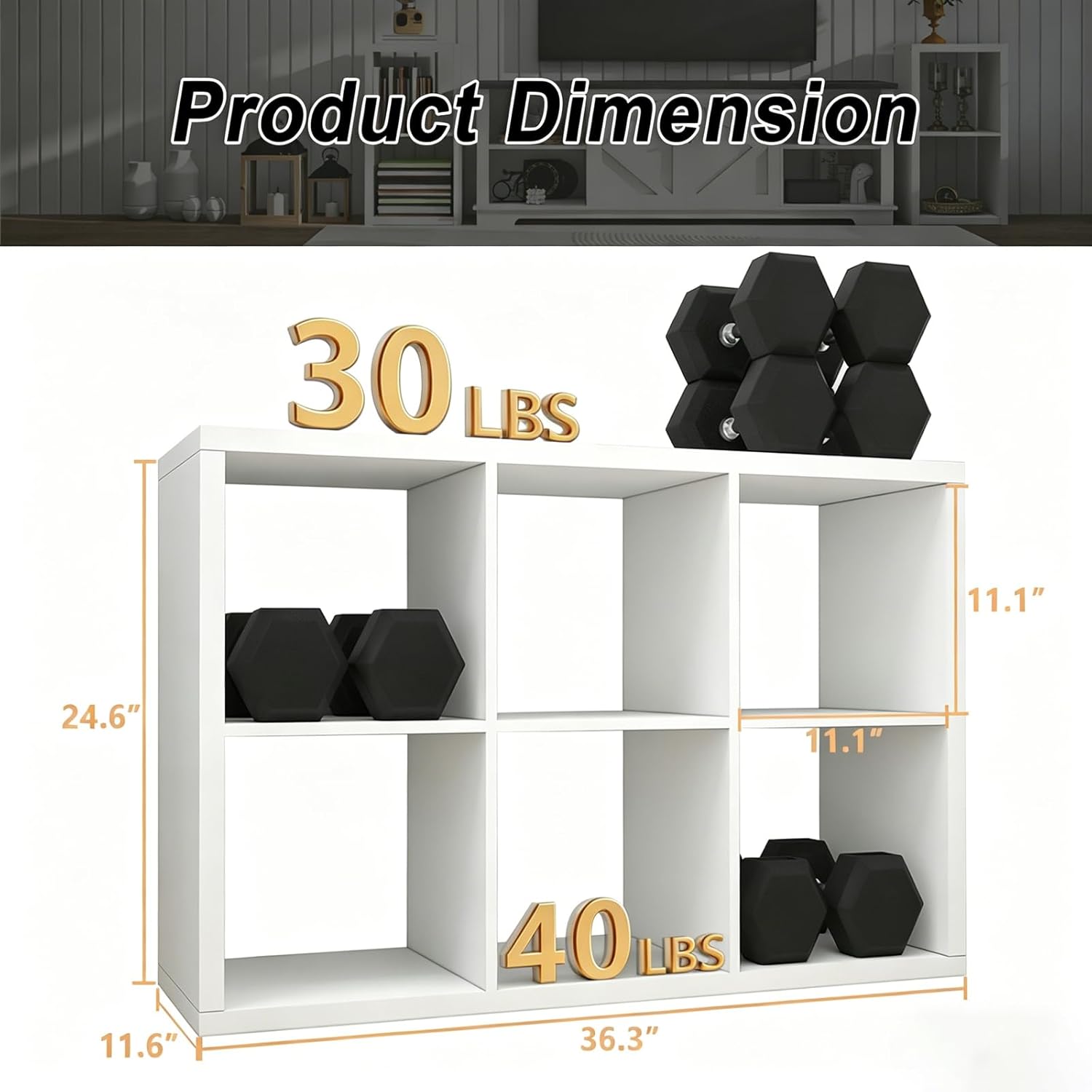 AUCT 12418 - $110 CTESNE 2026 Wooden Thick Frame 6 Cube Storage Organizer - Image 3