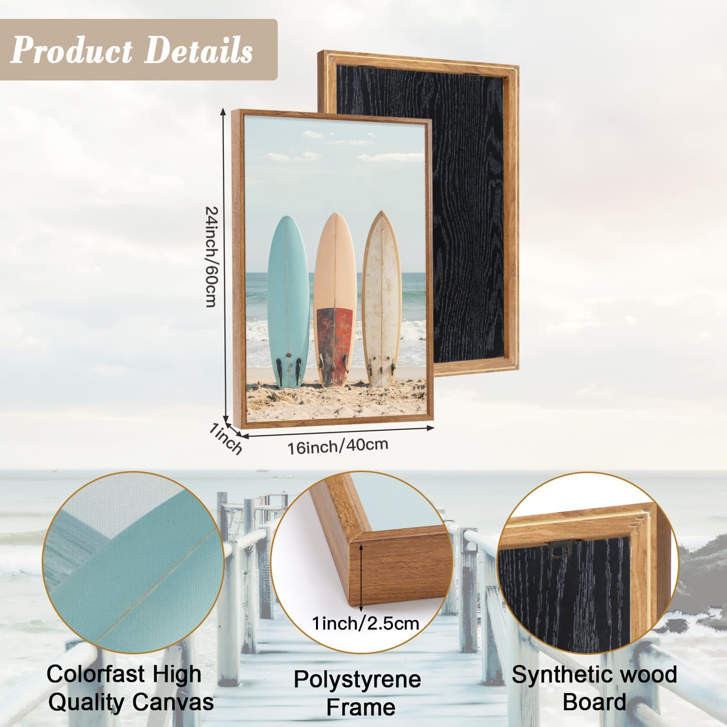 AUCT 14210 - HOURIA 3Pcs Summer Coastal Beach Canvas Wall Art (16"x24"), - Image 3