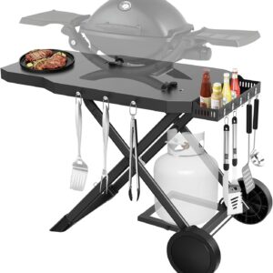 AUCT 12271 - $116 Upgraded Portable Grill Cart for Weber Q1200, Q1000, Q2