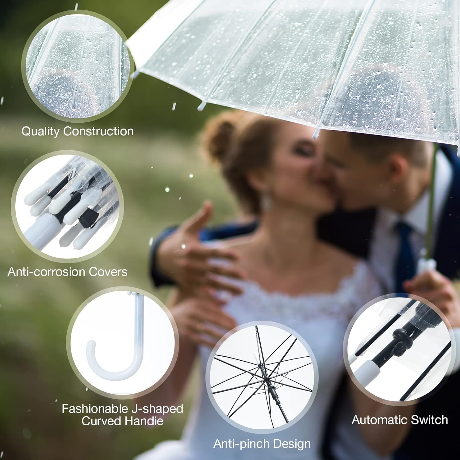 AUCT 13388 - $58 10 Pack Clear Wedding Umbrellas Auto Open Windproof Tran - Image 3