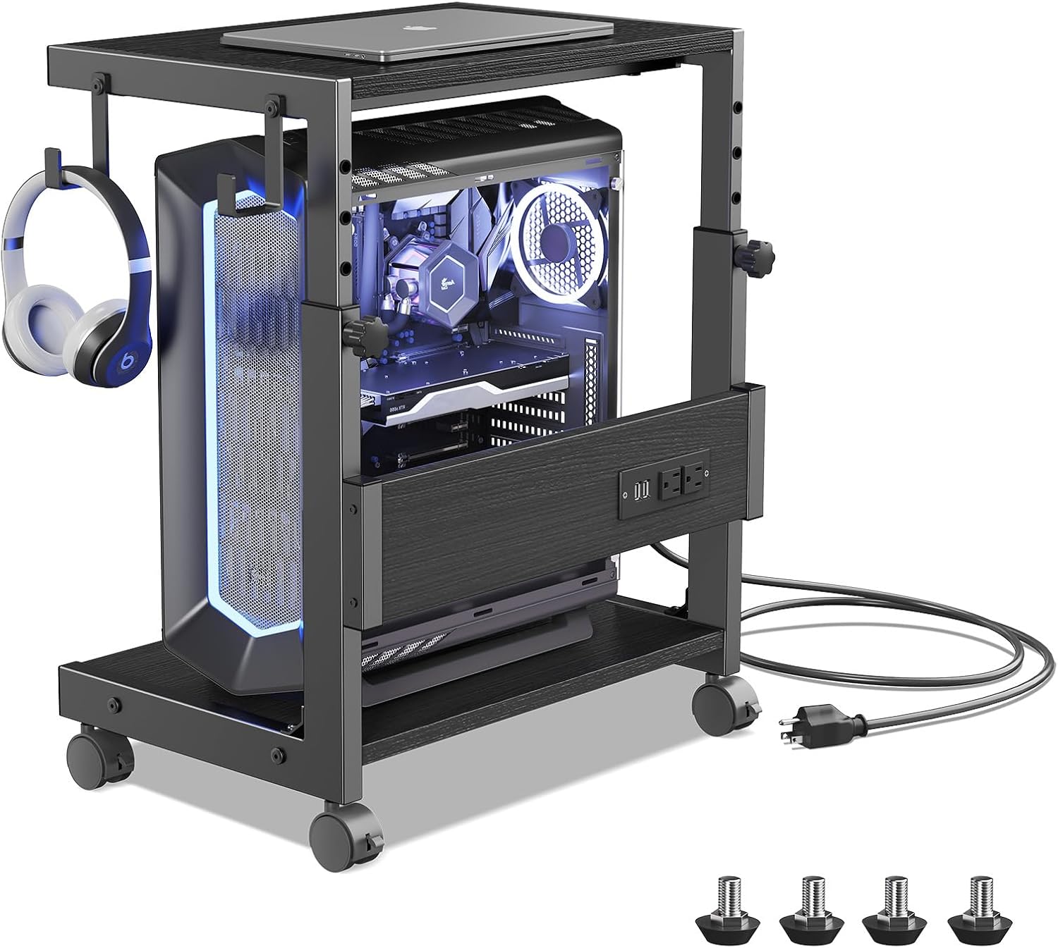 AUCT 13378 - $60 Computer Tower Stand with Charge Station and USB Chargin