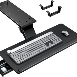 AUCT 12799 - $70 Keyboard Tray Under Desk with Storage Drawer, Height Adj