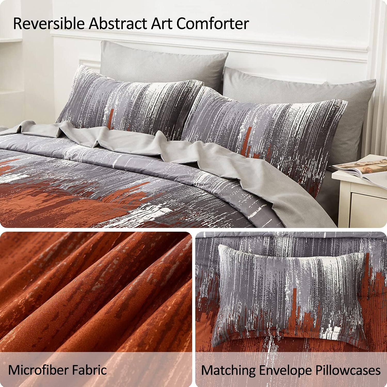 AUCT 13886 - $61 WONGS BEDDING Comforter Set King, Burnt Orange 7 Pieces - Image 4