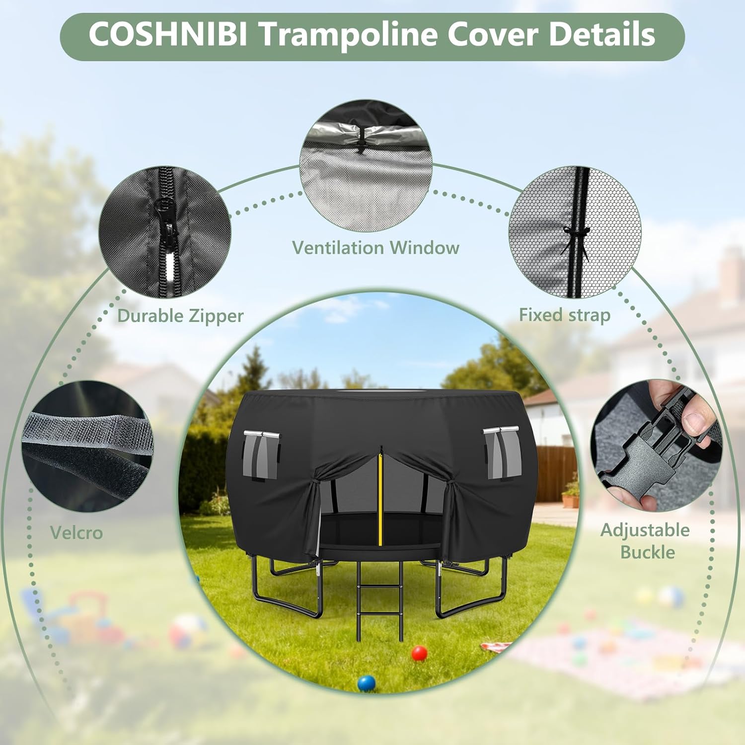 AUCT 13374 - $130 COSHNIBI Outdoor Round Trampoline Cover,Trampoline Tent - Image 3
