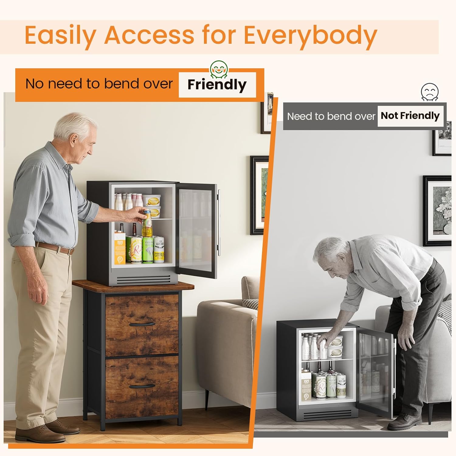 AUCT 12840 - Snughome Mini Fridge Stand with Storage, Mini Fridge Cabinet - Image 4