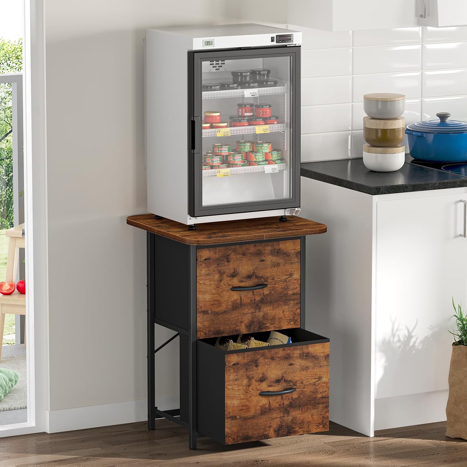 AUCT 12840 - Snughome Mini Fridge Stand with Storage, Mini Fridge Cabinet - Image 2