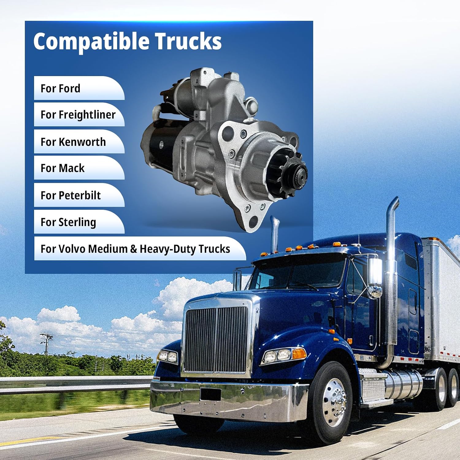 AUCT 14354 - $233 8200308 New 12V 39MT Truck Starter Motor Compatible wit - Image 3