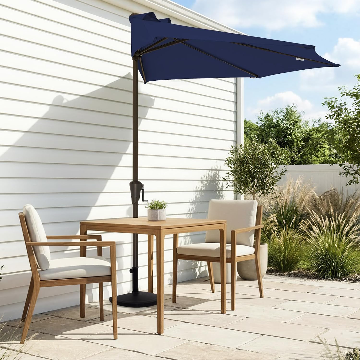 AUCT 14345 - $53 JEAREY 9ft Half Umbrella Outdoor Patio Umbrella Market U - Image 2