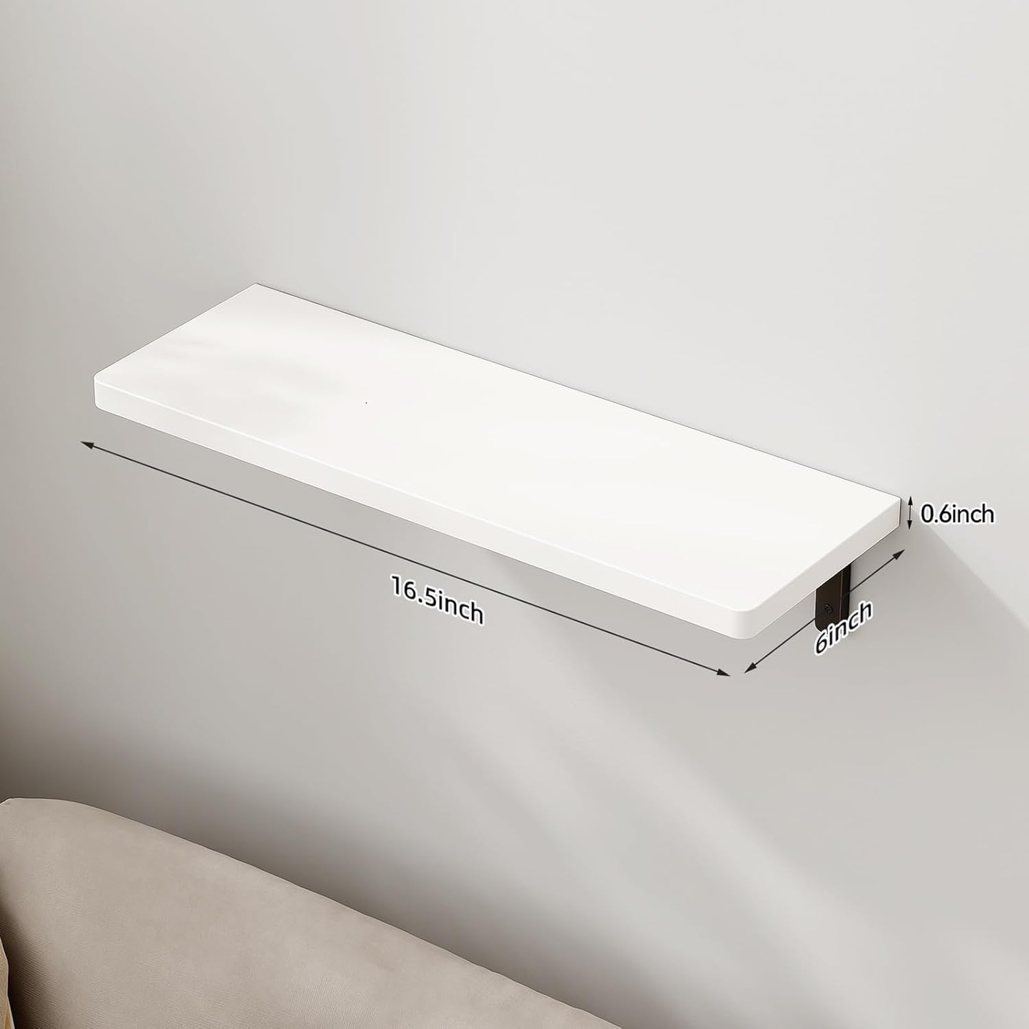 AUCT 13600 - White Floating Shelves Set of 6 for Wall Decor, 16.54Inch Fl - Image 3