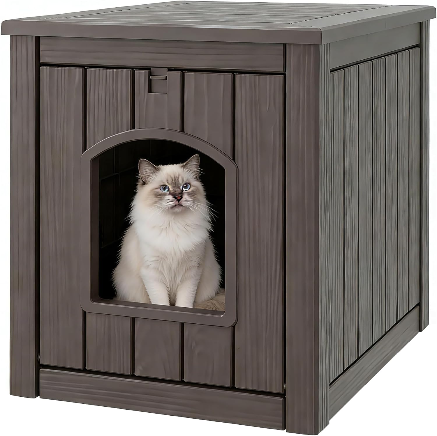 AUCT 12221 - Litter Box Enclosure, Waterproof & Weatherproof Plastic Cat