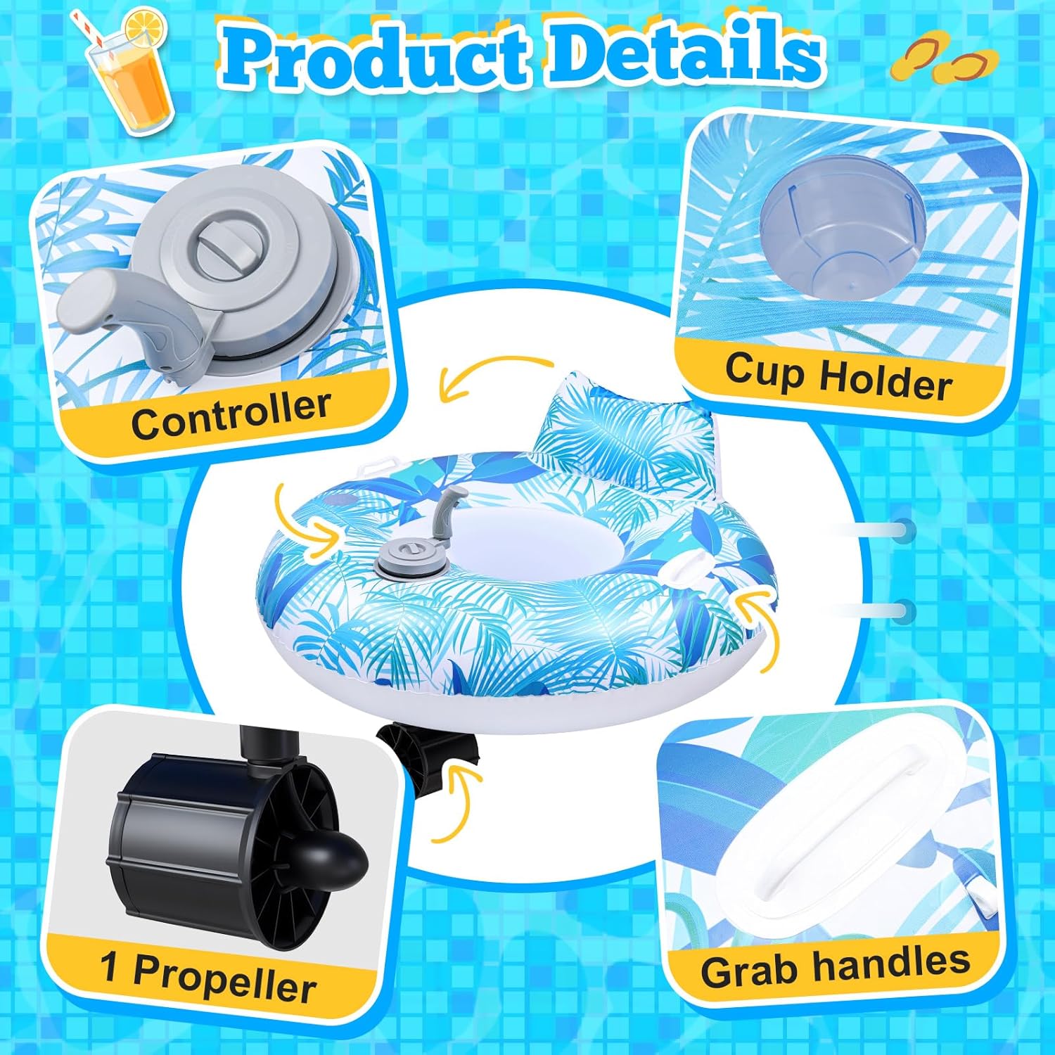 AUCT 13178 - $205 2 Sets Motorized Pool Float for Adults, Electric Inflat - Image 3