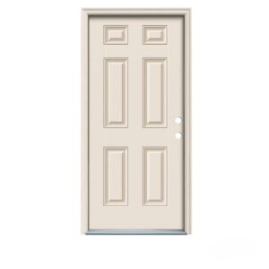 AUCT 14371mm - $492 JELD-WEN 34 in. x 80 in. 6-Panel Primed Left-Hand/Inswi