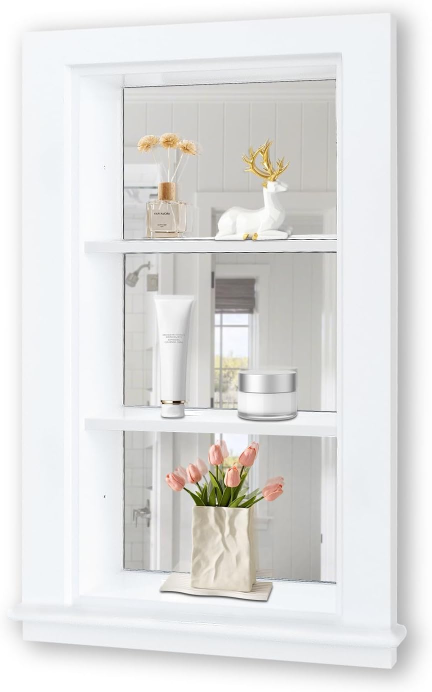 AUCT 12175 - $130 14 x 24 Recessed Medicine Cabinet, White Bathroom Wall