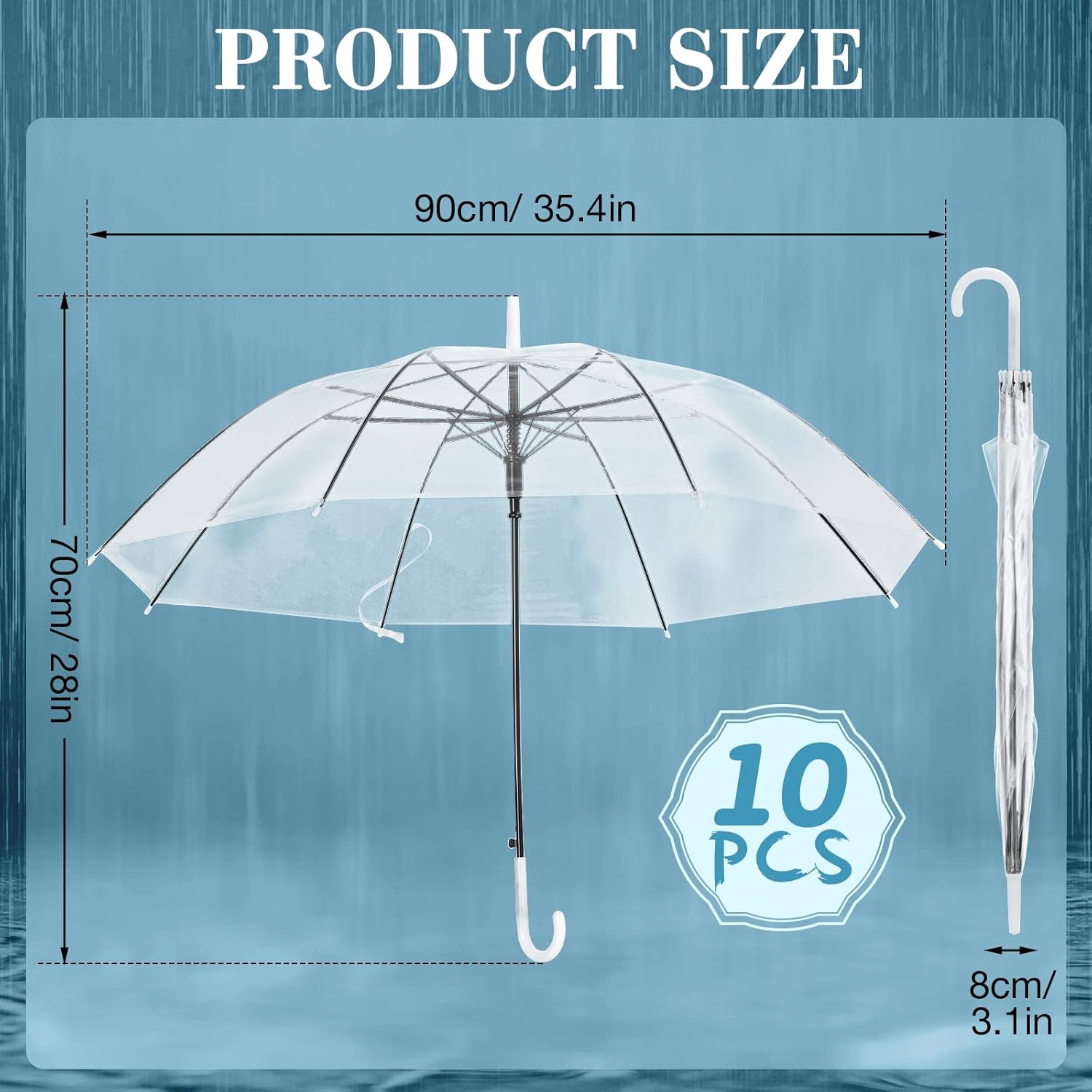 AUCT 13388 - $58 10 Pack Clear Wedding Umbrellas Auto Open Windproof Tran - Image 2