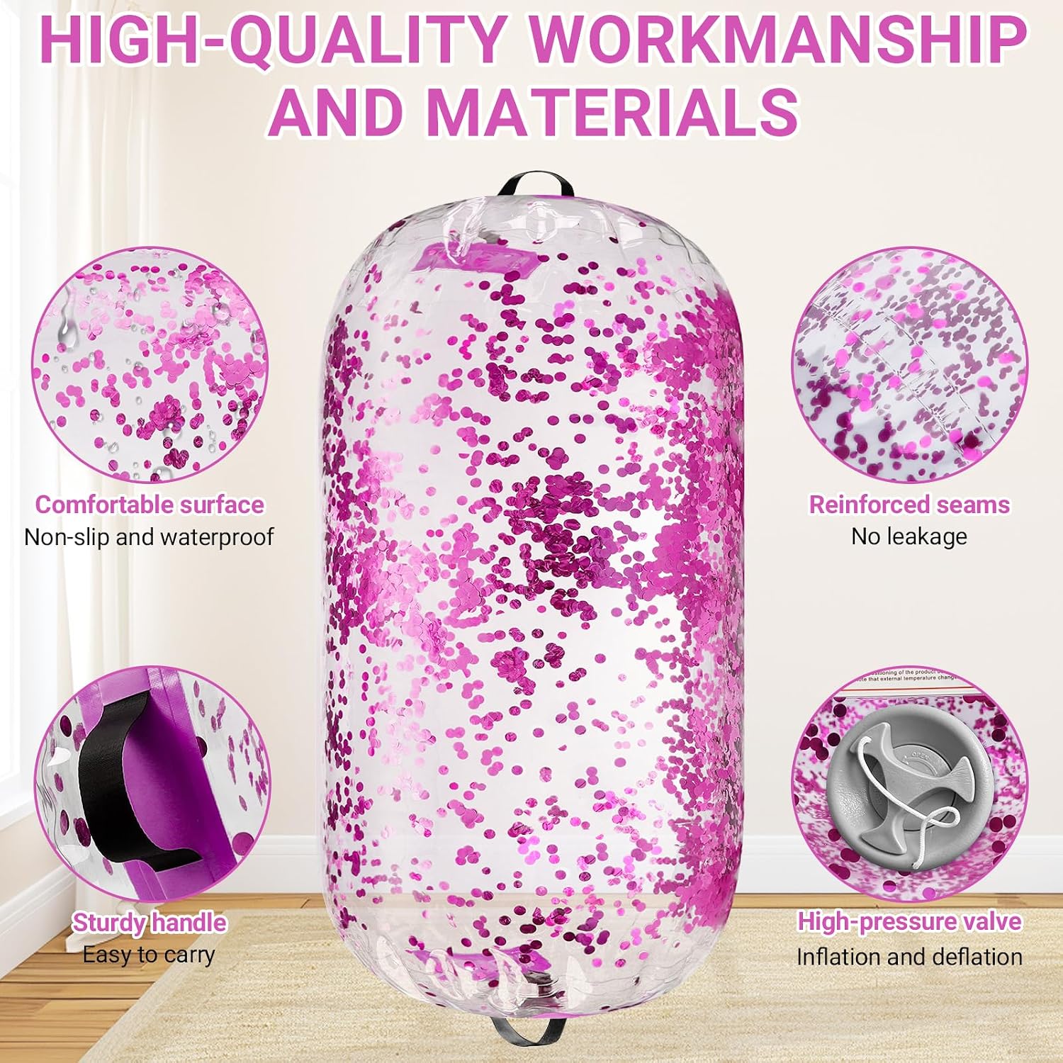 AUCT 13232 - $70 Estgora Gymnastics Barrel Inflatable Tumbling Air Roller - Image 2