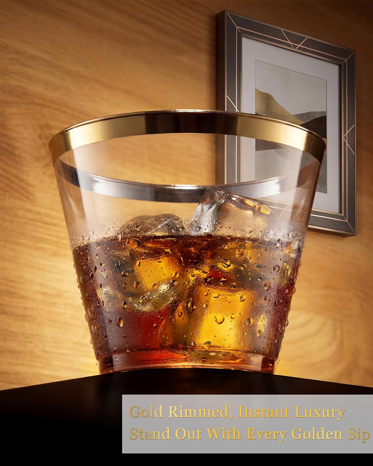 AUCT 13257 - Nervure 240PCS Gold Plastic Cups - 9Oz Gold Rimmed Plastic C - Image 4