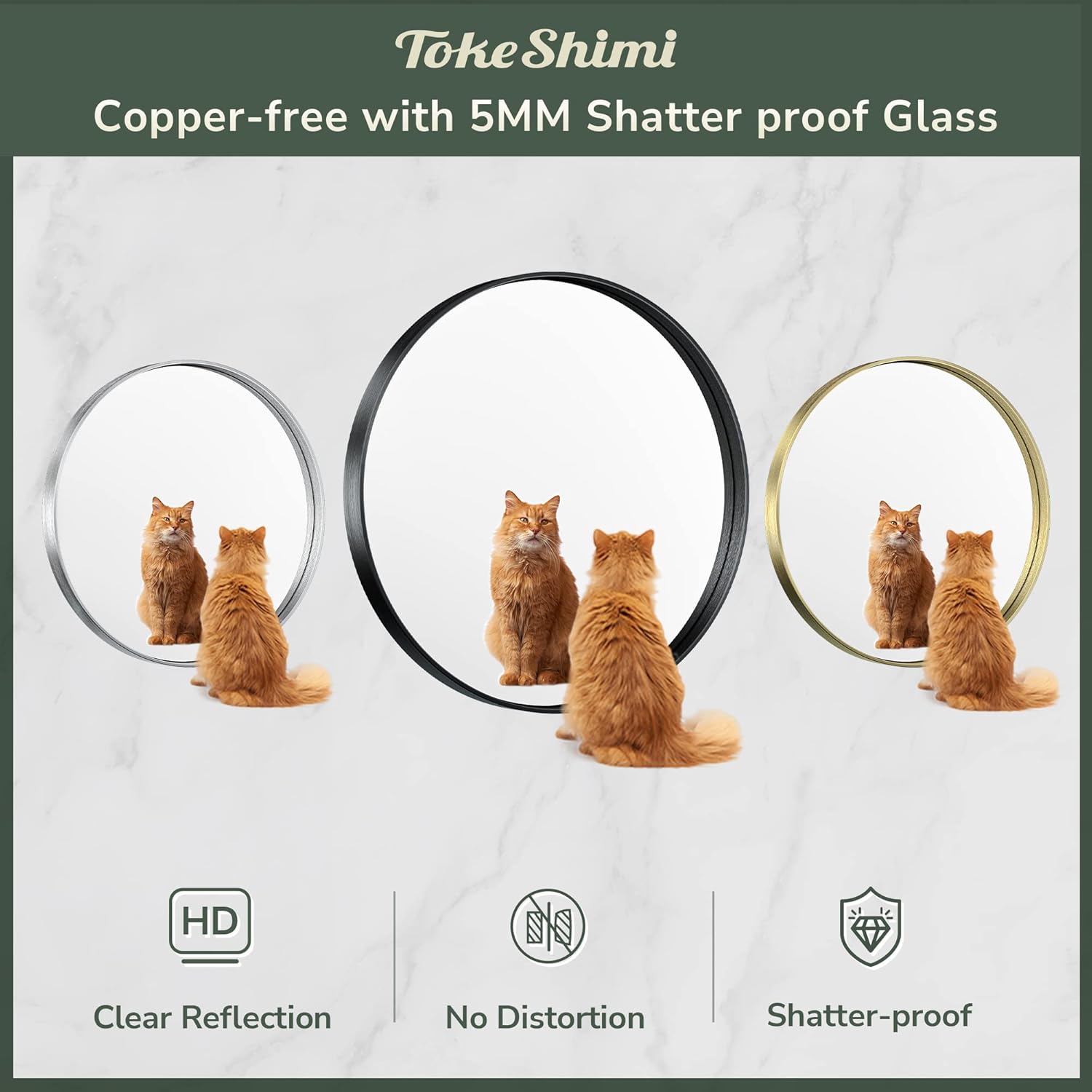 AUCT 12200m - $147 TokeShimi Brushed Gold Round Mirror 30 Inch Gold Round - Image 4