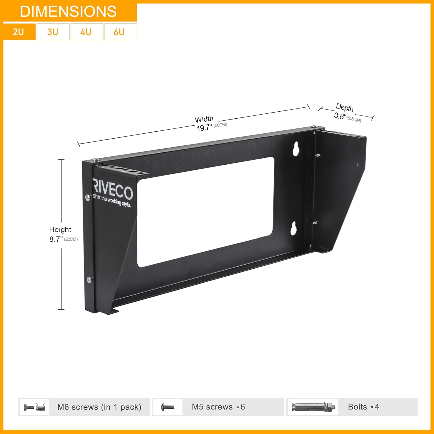 AUCT 12893 - $55 RIVECO 2U Wall Mount Rack for Network| Reinforced Heavy - Image 4