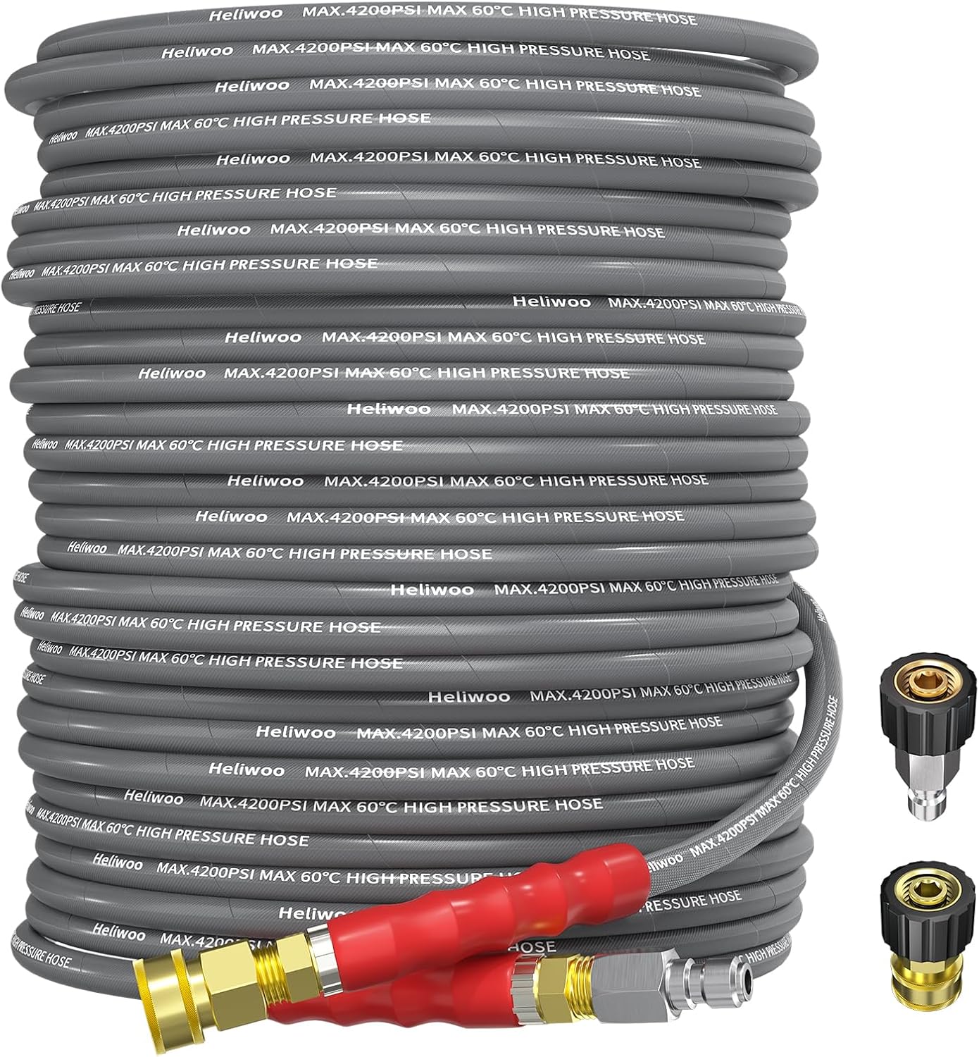 AUCT 13407 - $90 Pressure Washer Hose 100ft 4200PSI 1/4' ID with 3/8' Qui