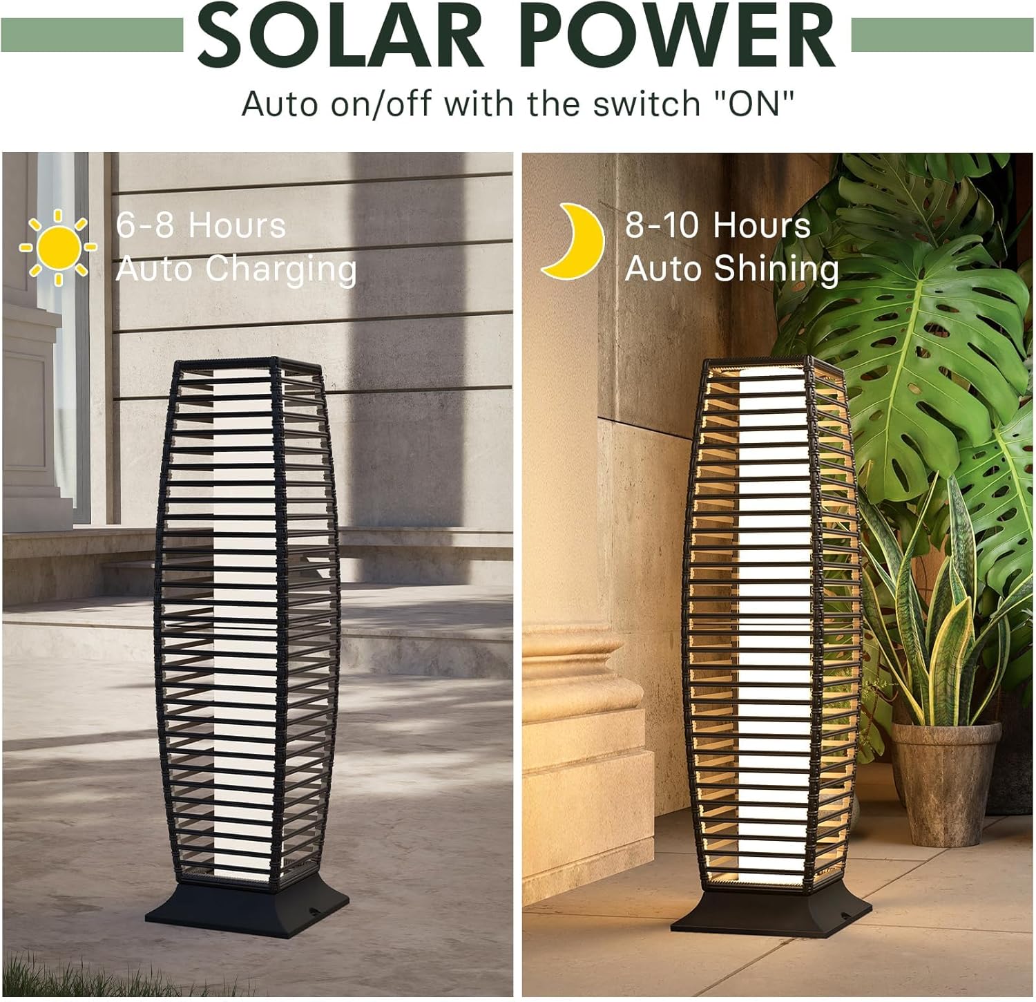 AUCT 14101 - $70 Grand patio Outdoor Floor Lamp Solar Powered Lantern Wat - Image 3