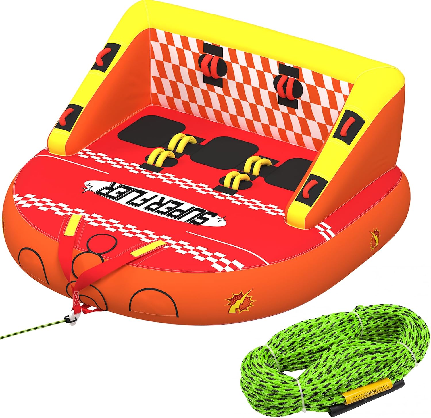 AUCT 13389 - $220 3-Person Towable Tubes for Boating with Towable Rope, C