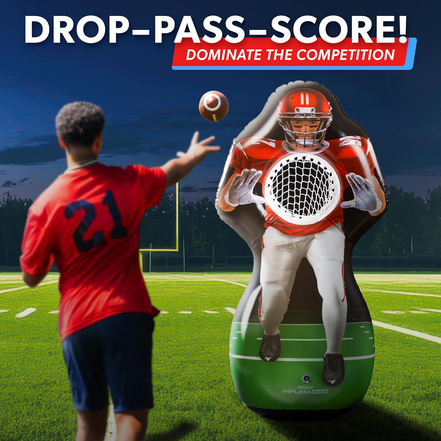 AUCT 13302 - GoSports Inflataman Football Challenge - Includes 4 Rubber F - Image 2