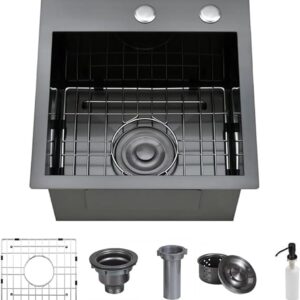 AUCT 13243 - $85 304 Stainless Steel Black Bar Sink, 16 X 18 Inch Drop In