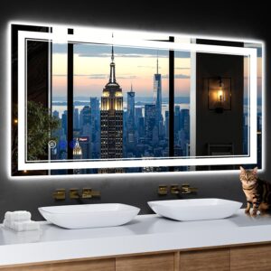 AUCT 14370mm - $177 48"x24" LED Bathroom Mirror with Anti-Fog, Stepless Dim